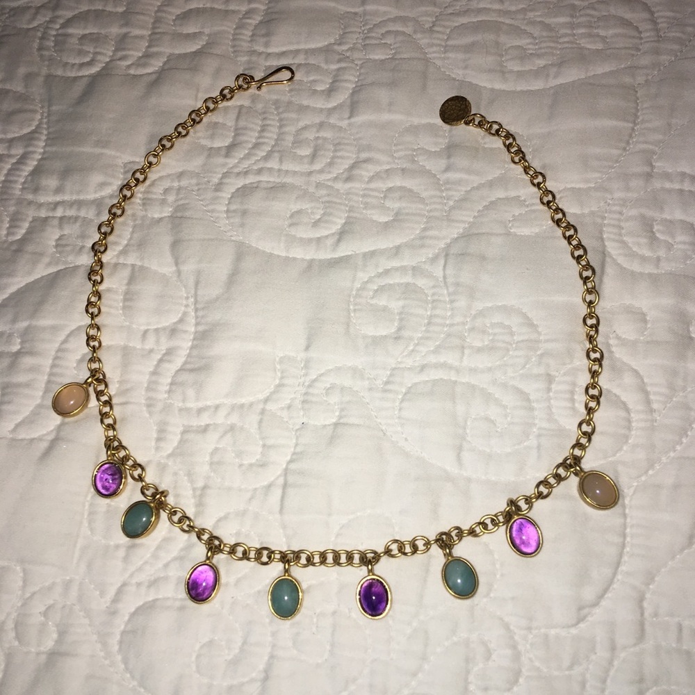 Gold Plated Necklace with Colorful Stones